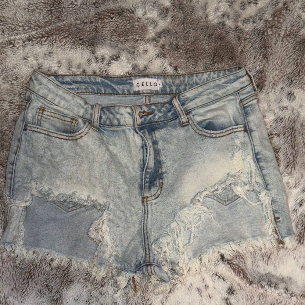 Cello Blue Jean Shorts Distressed Casual